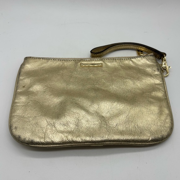 Rebecca Minkoff MAC Clutch Wristlet Gold Metallic Leather Pouch - Picture 2 of 7